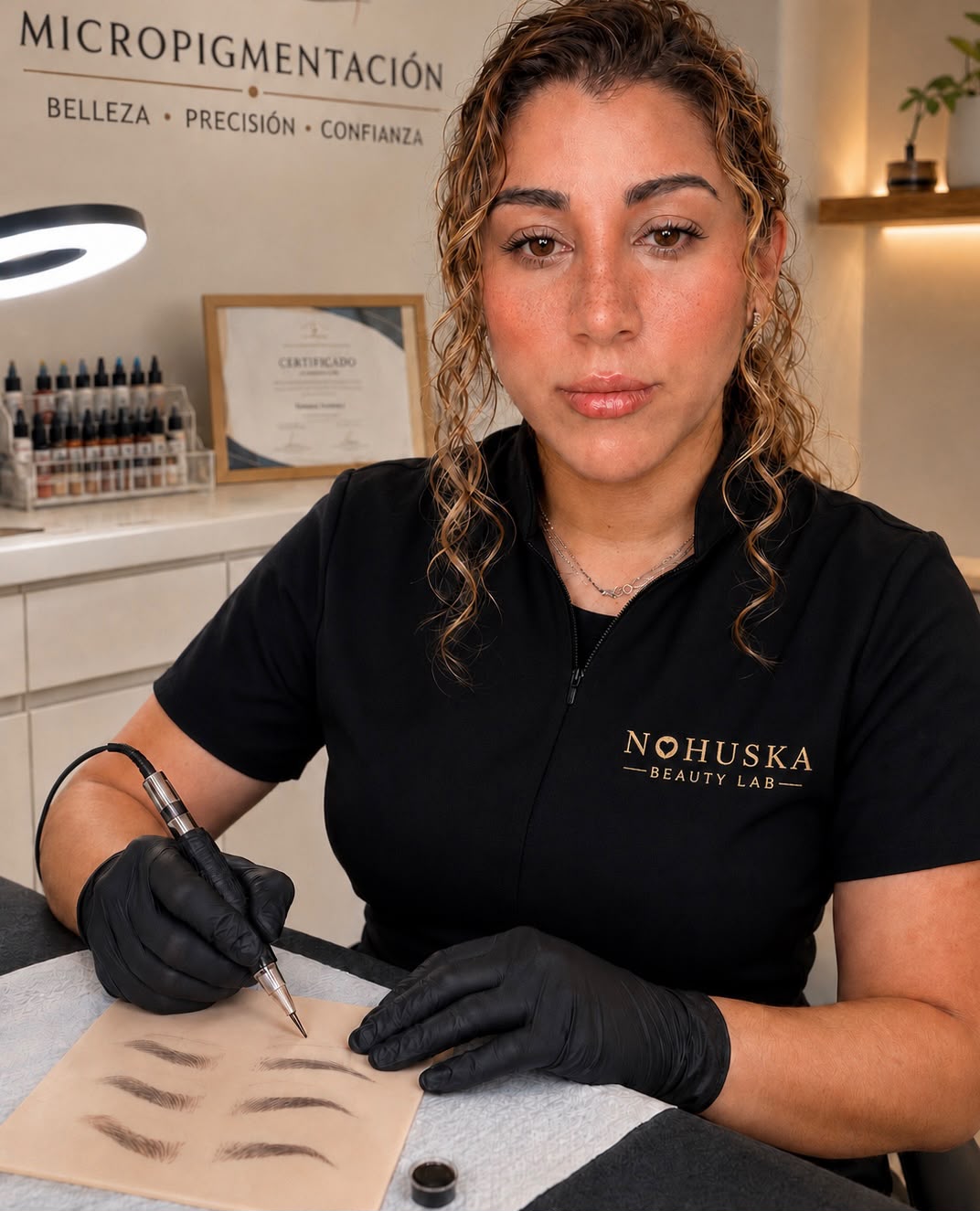 Especialista de Nohuska preparando un procedimiento de micropigmentación